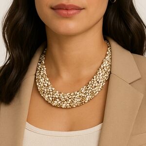 Elegant Multi-Strand Beaded Necklace with Neutral Tones